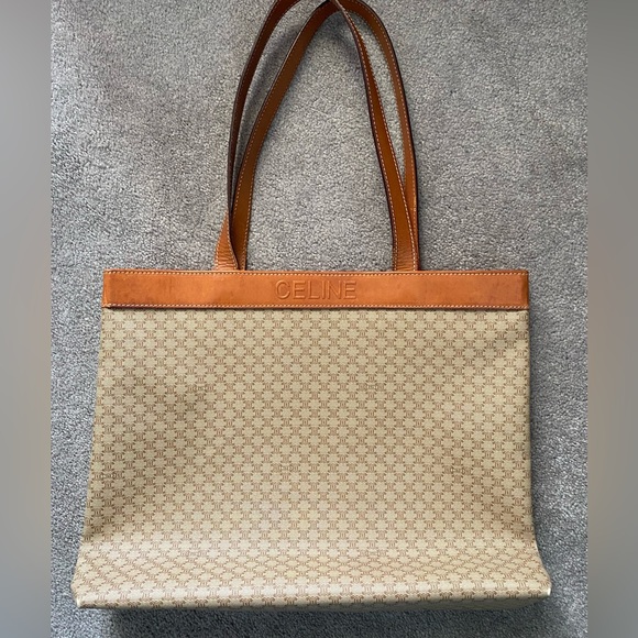 CELINE Vintage Macadam PVC & Leather Tote Bag - Picture 3 of 17